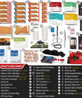 152-piece waterproof first aid kit in a red portable dry bag for boating and camping