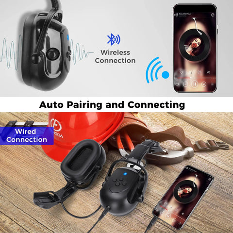 AM FM Radio Headphones With Digital LCD Display And 30dB Hearing Protection Earmuffs for Mowing Auto Scan And Manual Tuning