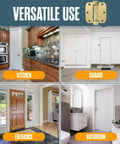 Self Closing Door Hinges With Spring Loaded Auto Close Brass 3.5 Inch Radius Five Eighths Inch Adjustable Tension Easy Install for Interior Doors in Kitchen, Garage, Entrance, Bathroom
