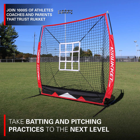 Heavy Duty Five By Five Baseball And Softball Net For Practice Hitting And Batting Foldable Backstop Training Screen With Strike Zone Target Lets You Knock It Out Of The Park Daily