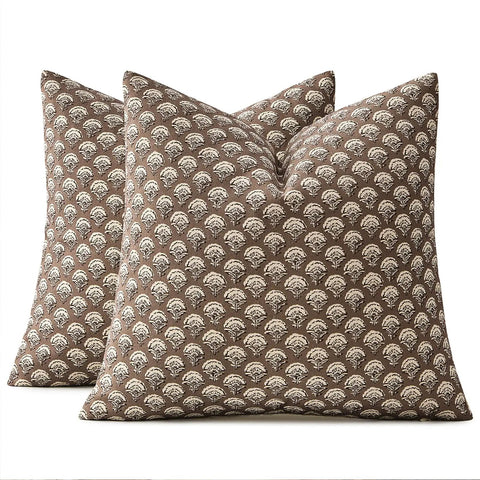 Fall Floral Print Pillow Covers 18x18 In Chocolate Brown For Sofa And Living Room Cozy Decorative Throw Pillow Cases With Rich Vibrant Colors And Eye Catching Style. Two 18x18 cotton-blend covers with floral print