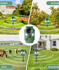 4 Pack Solar Powered Ultrasonic Animal Repeller Outdoor Waterproof With Motion Activated Sensor Strobe Light 5 Frequency Modes To Help Keep Pests At Bay Cats Raccoons Squirrels Deer Rabbits And More in garden, orchard, farm, and ground stake use