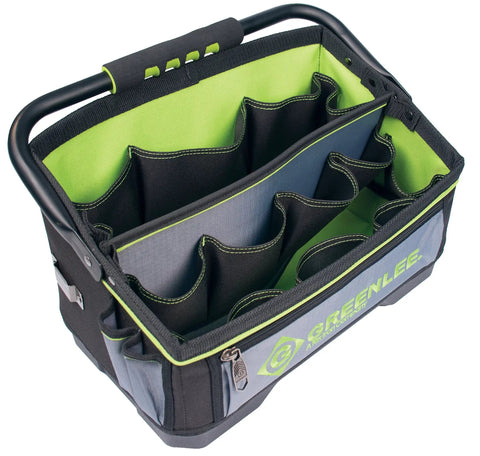Heavy Duty Open Tool Tote 16 Inch Built With Steel Molded Grip Handle That Swings Out Of The Way For Easy Access, ABS Waterproof Bottom