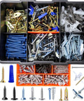 Must Have DIY Screw Kit For Home Projects No 8 Self Tapping Sheet Metal Screws And No 8 Phillips Truss Head Wood Screws In Stainless Steel Plus 1 Inch Wall Nails Zinc Drywall Screws And Drywall Anchors Assortment Kit in divided storage case