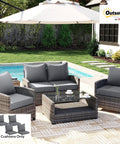 Fade Resistant Outdoor Chair Cushions Set Of 4, 24x24 Deep Seat Patio Cushions For Chairs And Sofas, Quick Drying Fabric, High Density Foam, Weatherproof Comfort In Gray