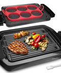 Bakers Friend 2 In 1 Electric Indoor Griddle And Grill With Reversible Non Stick Plate Silicone Mold For Steaks and Pancakes