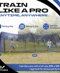 22 Ft By 12 Ft By 8 Ft Baseball And Softball Batting Cage With Easy Setup Includes Pitching Machine Hole 3 Ply Blue Netting