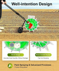 12 Nozzles Hand Push Garden Seeder shown in field with brush and bionic duckbill nozzles for slopes and terraces