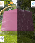 10x10 Ft Pop Up Canopy Tent With Slant Leg Frame Sidewall And Vented Panels Hangout Ready Portable Gazebo Shelter For Patio Deck Beach And Garden Waterproof UV Protection Quick Setup Pink showing UV and waterproof capabilities in a garden setting.