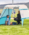 Portable 7x7ft Backpack Sun Shelter with Lightweight Shade Canopy, Easy Setup, steel frame, adjustable walls, at park