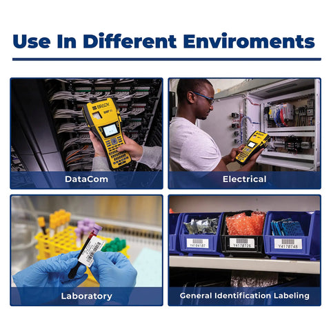 Portable Label Printer DataComm Starter Kit With Handheld Label Maker used for DataCom, Electrical, Laboratory, and General Identification Labeling.