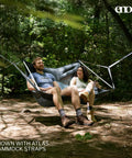 DoubleLoft Hammock Chair for Two Cozy and Comfortable With Cushioned Arm and Leg Rests, Side By Side Seating, in forest setup
