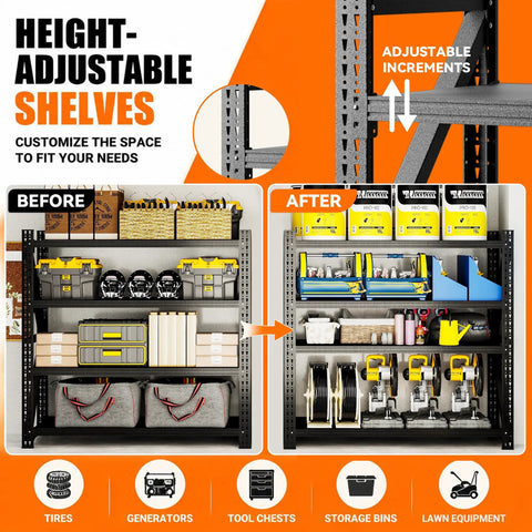Beefy Heavy Duty Industrial Shelving Unit 71 Inch Wide 24 Inch Deep 69 Inch High 4 Tier Adjustable Metal Storage For Garage Warehouse Basement Shop And Office Commercial Grade, height-adjustable shelves