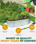 Galvanized Raised Garden Bed Kit 4x2x1ft Outdoor Planter Box with vegetables in garden setting, easy assembly, durable metal design.