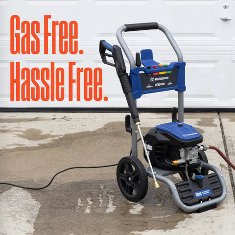 Power Through Mess With This 3400 Max PSI Electric Pressure Washer With 2 GPM Brushless Motor Onboard Soap Tank in driveway