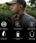 Man wearing Xtra Two Point Zero Bluetooth Earplug Earbuds With 27 Decibels NRR Noise Isolation OSHA Compliant Hearing Protection outdoors