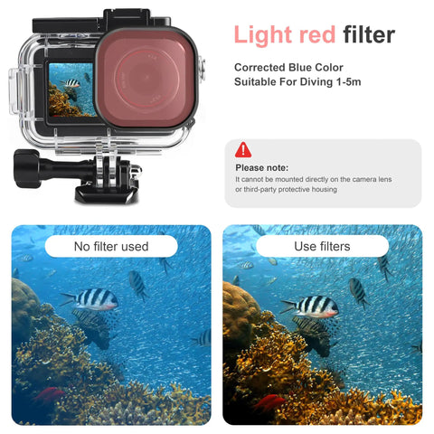 Essential Underwater Diving Kit For DJI Osmo Action 5 Pro 4 3 with light red filter for color correction and waterproof housing