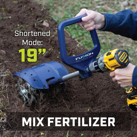 Drill Powered Cultivator Attachment For Cordless Drills, Flexible Width Up To 8 Inches, Dual handles, Tilling garden soil