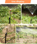 20 Sets Of Garden Irrigation Sprinkler Heads With Stakes, 90 Degree, 180 Degree, And 360 Degree Micro Spray Emitters in use