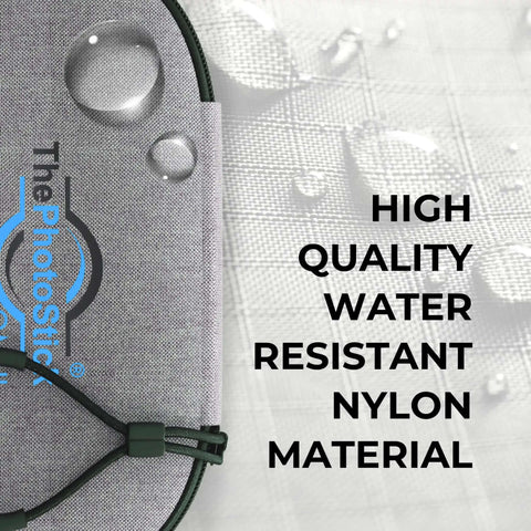 Badass Nylon Storage Case For Portable Usb Drives Waterproof Shockproof Travel Pouch with water-resistant material and droplets.