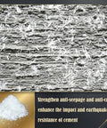 Close-up of ten pound fiberglass reinforcement for concrete and mortar mix, white fibers for seepage and crack resistance.
