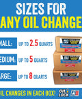 No Mess Oil Change Drain Box Three Pack Small Size For Up To Two And A Half Quarts Each Converts Used Oil Into Safe Solid