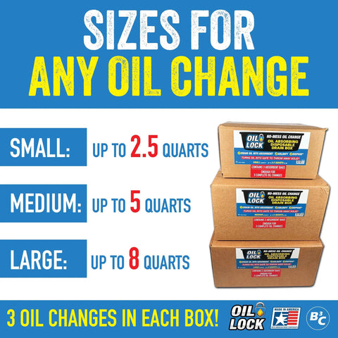 No Mess Oil Change Drain Box Three Pack Small Size For Up To Two And A Half Quarts Each Converts Used Oil Into Safe Solid