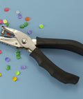 One Hole Punch With Soft Grip Handle For Desk Use Eight Sheet Capacity Nickel Plated Mechanism Black Finish Chip Catcher
