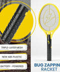 High Voltage Bug Zapper Racket With 3500 Volt Grid Battery Powered Two Pack Includes Two AAs Instant Mosquito And Fly Elimination