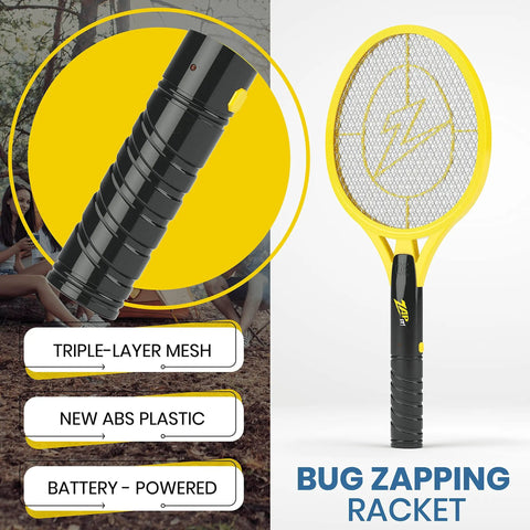 High Voltage Bug Zapper Racket With 3500 Volt Grid Battery Powered Two Pack Includes Two AAs Instant Mosquito And Fly Elimination