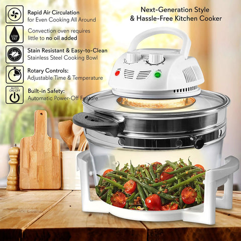 Infrared Air Fryer Convection Oven For Countertop, Halogen Toaster Style, 13 Quart 1200W, Stainless Steel, Quick Healthy Meals