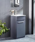 16x16 Inch Free Standing Bathroom Vanity And Ceramic Vessel Sink Combo In Gray With MDF Cabinet Modern Space Saving Storage