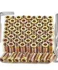 One Quarter Inch Twenty Threaded Wood Inserts Kit For Furniture Repair 80 Piece Bundle Includes Drill Bit And Hex Wrench