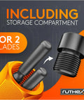 11 Blades Deburring Tool With Metal Storage Box 360 Degree Rotating Blade Manual Deburring Tool For Metal Resin Steel PVC And 3D Printing Built In Handle Storage For Quick Access showing two-blade storage compartment