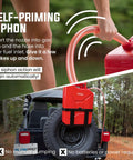 One Half Inch X Eight Foot Self Priming Jiggler Siphon Hose Transfers Gas Water Oil Fast Up To Four Gallons Per Minute in use draining fuel.