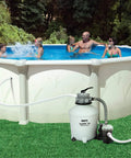 SandPRO 75D Series 0.75HP Replacement Pool Sand Filter Unit for Intex and Bestway above ground pools installed in garden