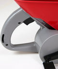 Close-up of thumb control gate on Hand Crank Turf Spreader With Thumb Control Gate, 1.6-Liter Red Poly Hopper Scoop
