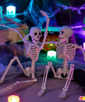 Two Pack 16 Inch Poseable Hanging Skeletons With Movable Joints For Halloween Decor, bone-chilling yard graveyard haunt props