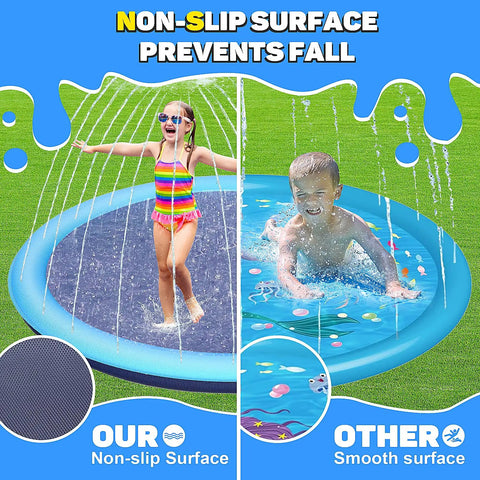 Extra Large 67 Inch Non Slip Splash Pad With Sprinkler Kid And Pet Friendly Thickened Epic Backyard Water Toy Outdoor Fun Play Mat For Babies Toddlers And Dogs Ages 3 To 12 Years in use