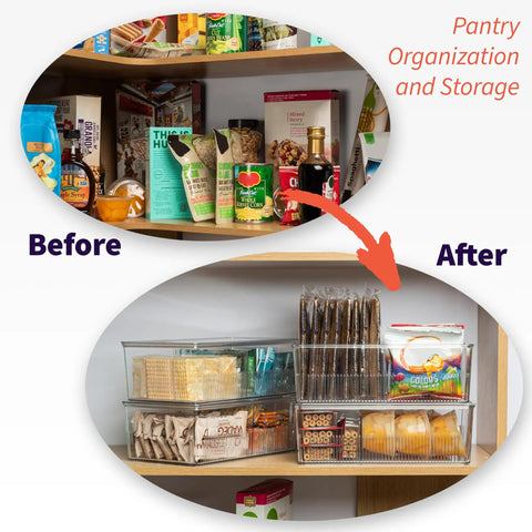 Pantry Organization Bins With Removable Dividers And Lids Two Pack For Refrigerator And Cabinet Storage Totally Perfect Kitchen Organizer