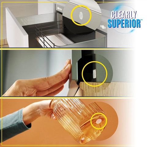 Heavy Duty Wall Bumpers Large 4 Pack Noise Reducing Furniture Pads Scratch Proof Corner Guards used on various surfaces for protection.