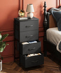 Four Drawer Dresser With Fabric Storage Tower And Wood Top Must Have Space Saving Closet Organizer in bedroom, charcoal black.