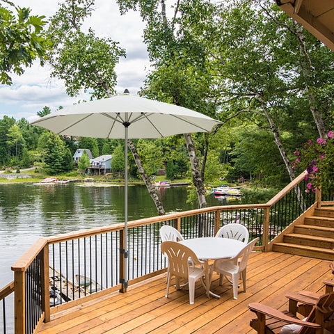 Heavy Duty Deck Umbrella Holder For Railings Adjustable Metal Mount Attaches To Balcony Or Patio Rail Easy Install Sturdy Outdoor Base For 1 To 2 Inch Poles Rust Proof Weatherproof Stand For Courtyard Boats And More