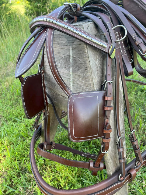 All Leather Driving Harness For Horse Drawn Carriage Brown Premium Quality Adjustable Fit For Pony To Small Horse detail view