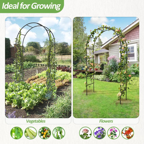 Outdoor Garden Arch Trellis For Climbing Plants, Sturdy Metal Arbor With Rust Proof Coating in vegetable and flower gardens