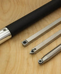 Carbide woodturning tools set: three full-size tools with foam-grip handle and stainless steel shafts