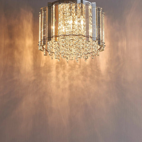Crystal Ceiling Light Fixture 4-Light Flush Mount With E12 Base Modern Chrome Finish D11 X H9.5 Inches Sparkling Crystal Sticks