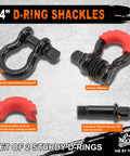 Set of two 3/4 inch D-ring shackles with rubber washers for Heavy Duty Tow Strap Recovery Kit With Three Inch By Twenty Foot Strap And 35000 Pound Break Strength Tree Saver Winch Strap Two Three Quarter Inch D Ring Shackles Storage Bag For Truck SUV ATV Off Road Towing.