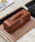 Travel Hair Tool Case For Dyson Airwrap And Shark FlexStyle in brown PU leather inside suitcase
