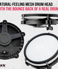 Front and back view of the mesh drum head for Pro 7 Piece Electronic Drum Kit With Mesh Pads, 209 Sounds, and Cymbals